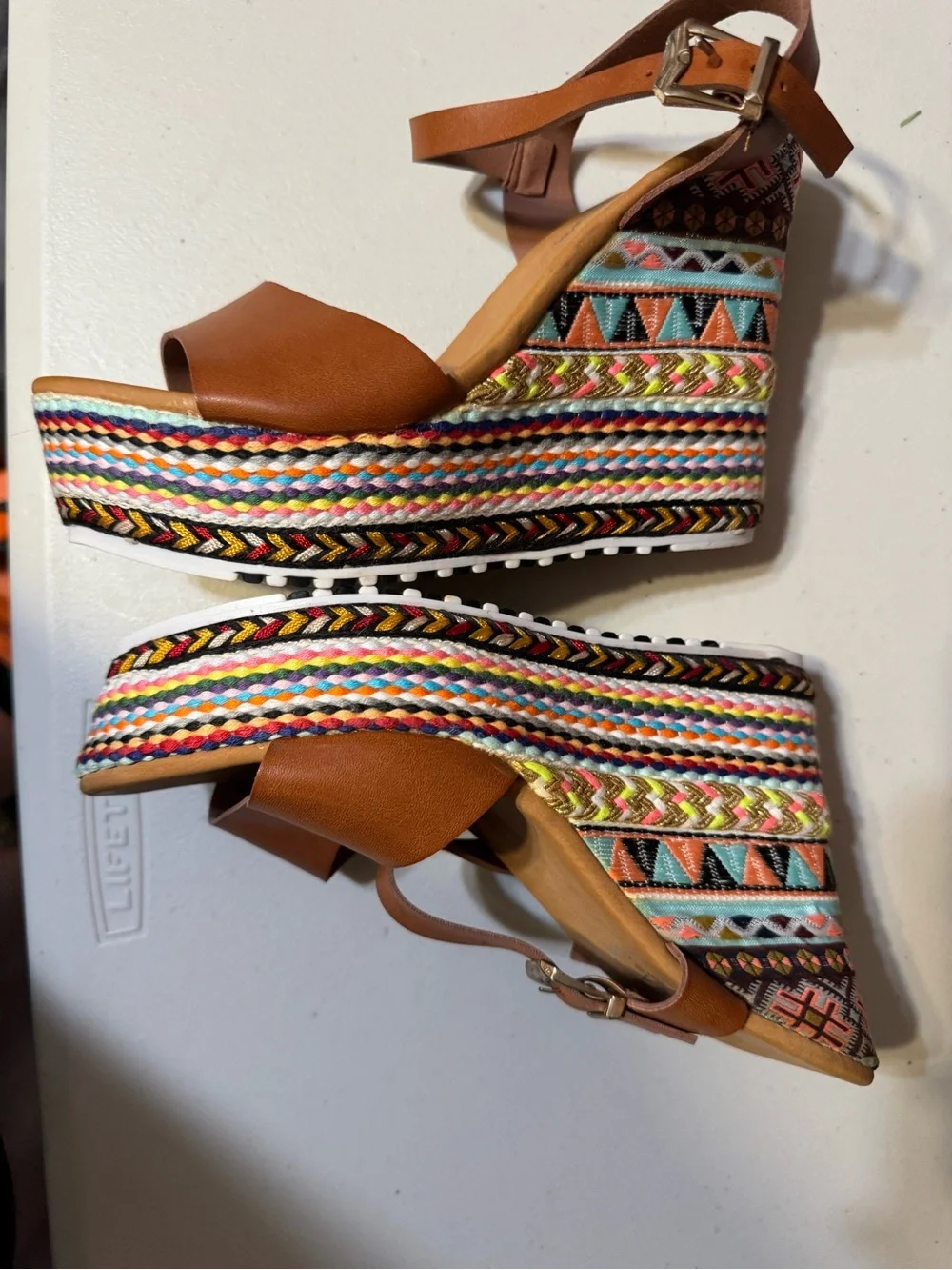 Patrizia Multi Color Wedge heels, Womens size 39 New Without Box